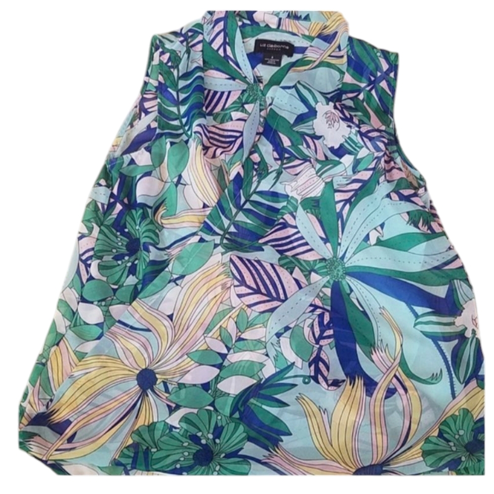 NWOT Liz Claiborne Sleeveless Blouse Multi Print
